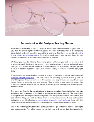 Framesfashion Get Designer Reading Glasses