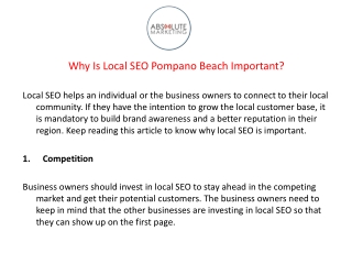 Why Is Local SEO Pompano Beach Important?