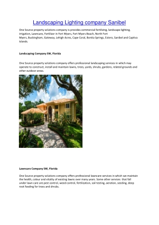 Landscaping Lighting company Sanibel