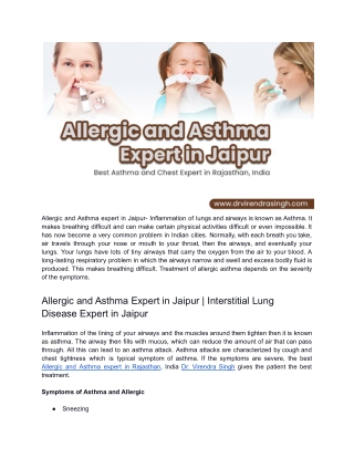 Allergic and Asthma Expert in Jaipur _ Asthma Treatment _ Dr. Virendra Singh