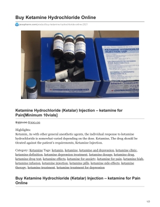 Ketamine Hydrochloride (Ketalar) Injection