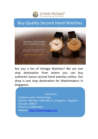 Buy Quality Second Hand Watches