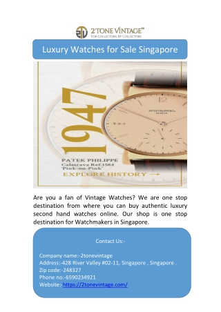 Luxury Watches for Sale Singapore