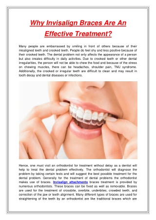 Why Invisalign Braces Are An Effective Treatment