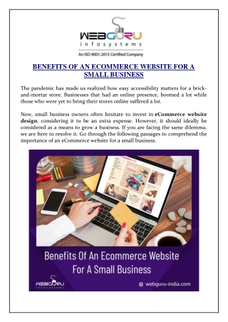 Benefits of an Ecommerce Website for a Small Business