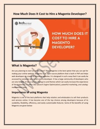 How Much Does It Cost to Hire a Magento Developer | iWebServices