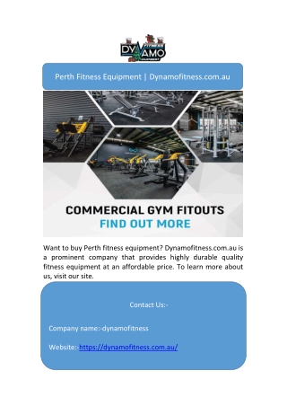 Perth Fitness Equipment | Dynamofitness.com.au