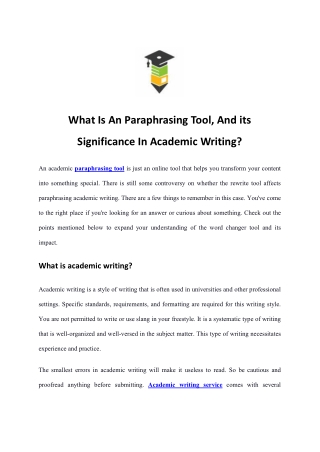 What Is An Paraphrasing Tool, And its Significance In Academic Writing?