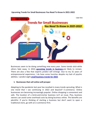Upcoming Trends for Small Businesses You Need To Know in 2021
