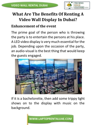 What Are The Benefits Of Renting A Video Wall Display In Dubai?