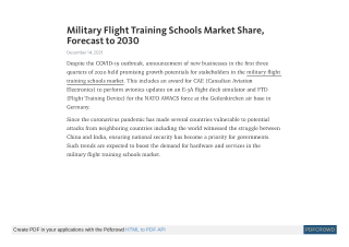 Military Flight Training Schools Market Share, Forecast to 2030
