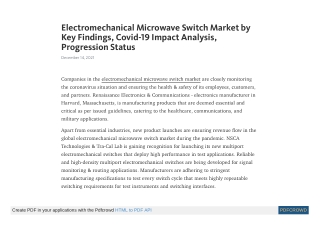 Electromechanical Microwave Switch Market Share, Insights by 2030