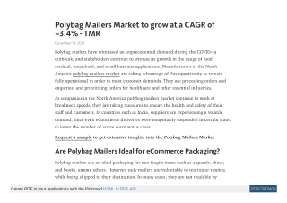 Polybag Mailers Market to grow at a CAGR of ~3.4% - TMR