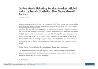 Online Movie Ticketing Services Market - Global Industry Size, Share, Trends, An