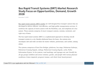 Bus Rapid Transit Systems (BRT) Market Demand & Insights by 2027
