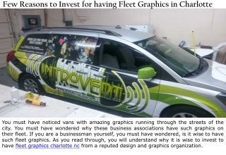 Few Reasons to Invest for having Fleet Graphics in Charlotte