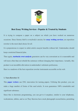 Best Essay Writing Services - Popular & Trusted by Students