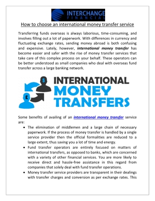 How to choose an international money transfer service