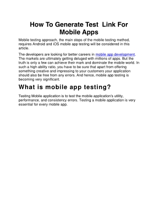 How To Generate Test