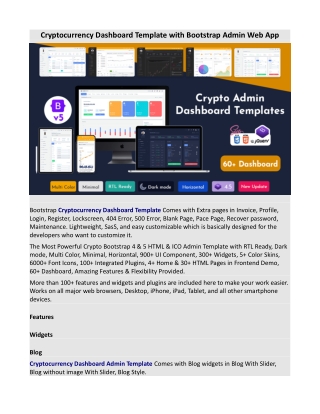 Cryptocurrency Dashboard Template with Bootstrap Admin Web App