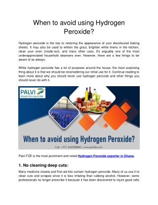 Palvi FZE - When to avoid using Hydrogen Peroxide(1)