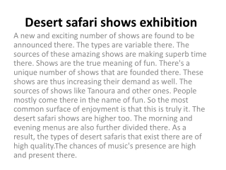 Desert safari shows exhibition