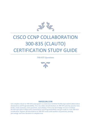 [LATEST] Cisco CCNP Collaboration 300-835 (CLAUTO) Certification Study Guide
