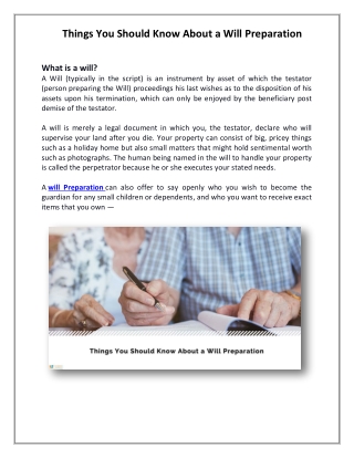 Things You Should Know About a Will Preparation ChoksiTax
