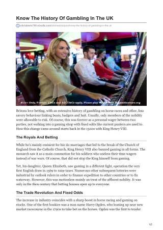 Know The History Of Gambling In The UK