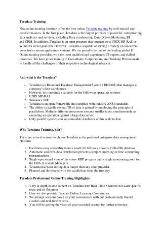 Teradata Training