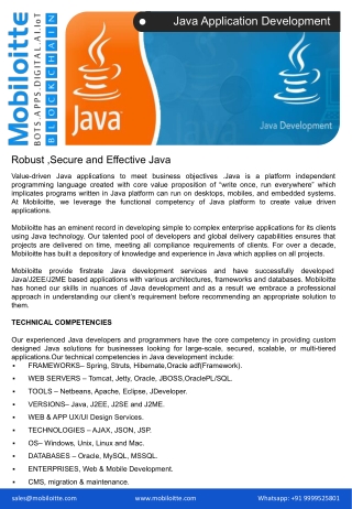 Java Application Development - Mobiloitte