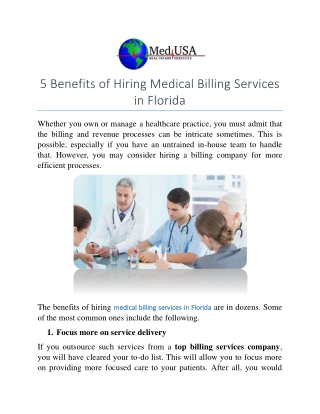 5 Benefits of Hiring Medical Billing Services in Florida