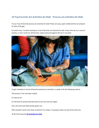 10 Top Favorite Art Activities for Kids