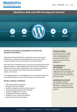 WordPress Web and CMS Development Services - Mobiloitte