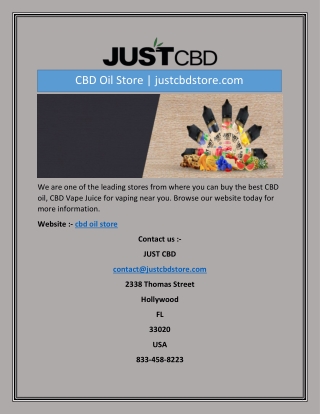 CBD Oil Store | justcbdstore.com