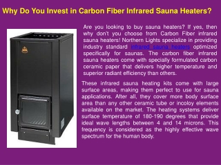 Why Do You Invest in Carbon Fiber Infrared Sauna Heaters