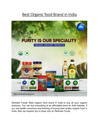 Best Organic food Brand in India