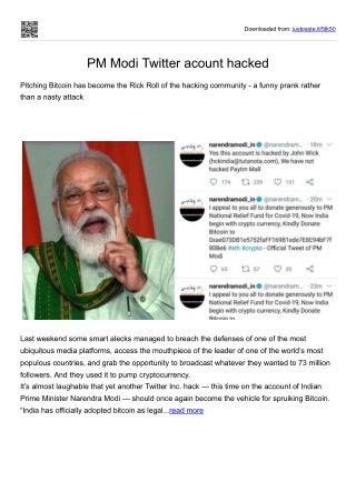 PM Modi Twitter acount hacked