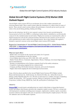 Global Aircraft Flight Control Systems (FCS) Industry Forecasts Report Analysis