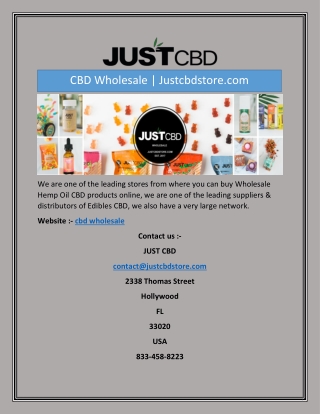 CBD Wholesale | Justcbdstore.com