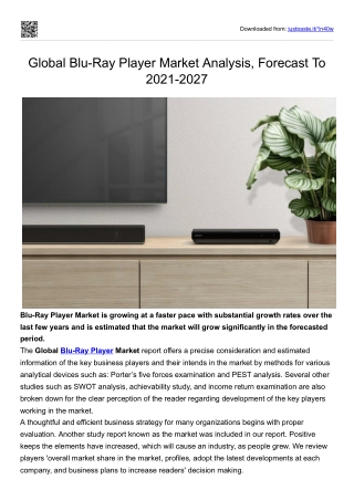 Global Blu-Ray Player Market Forecast To 2021-2027 | IMR Market Reports