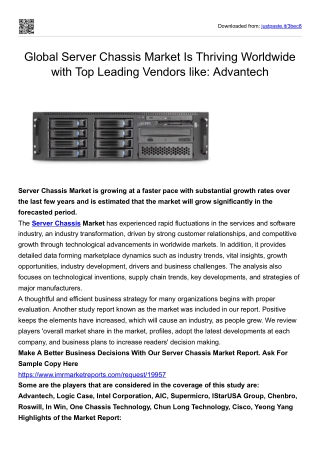 Global Server Chassis Market Growth,Forecst To 2027 | IMR Market Reports