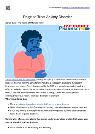 Drugs to Treat Anxiety Disorder