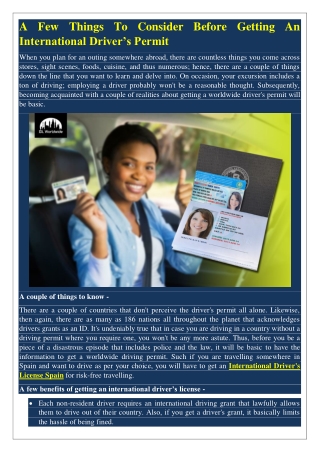 A Few Things To Consider Before Getting An International Driver