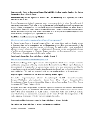 Comprehensive Study on Renewable Energy Market 2021