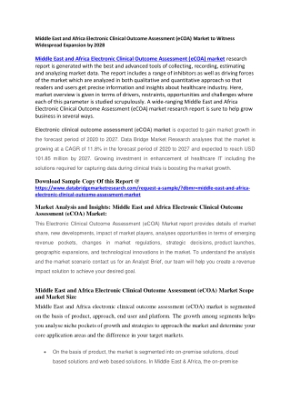 Middle East and Africa Electronic Clinical Outcome Assessment (eCOA) Market