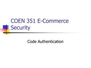 COEN 351 E-Commerce Security