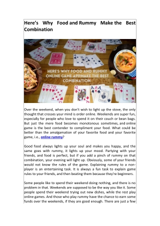 Here’s Why Food and Rummy Online Game AppMake the Best Combination 
