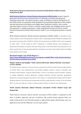 North America Electronic clinical Outcome Assessment (eCOA) Market