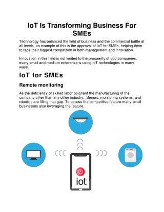 IoT Is Transforming Business For SMEs